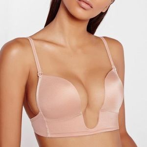 NEW Missguided nude seamless plunge push up bra